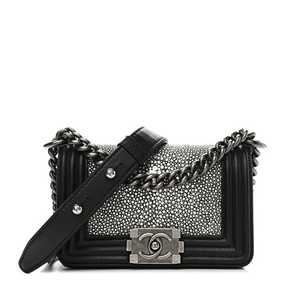 Chanel Galuchat Stingray Mini Boy Flap Black Silver 1 of 10