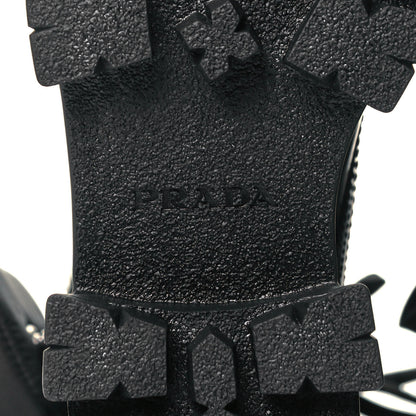 Prada Spazzolato Rois Nylon Metal Triangle Logo Monolith Pouch Pocket 55mm Boots 38.5 Black 6 of 6