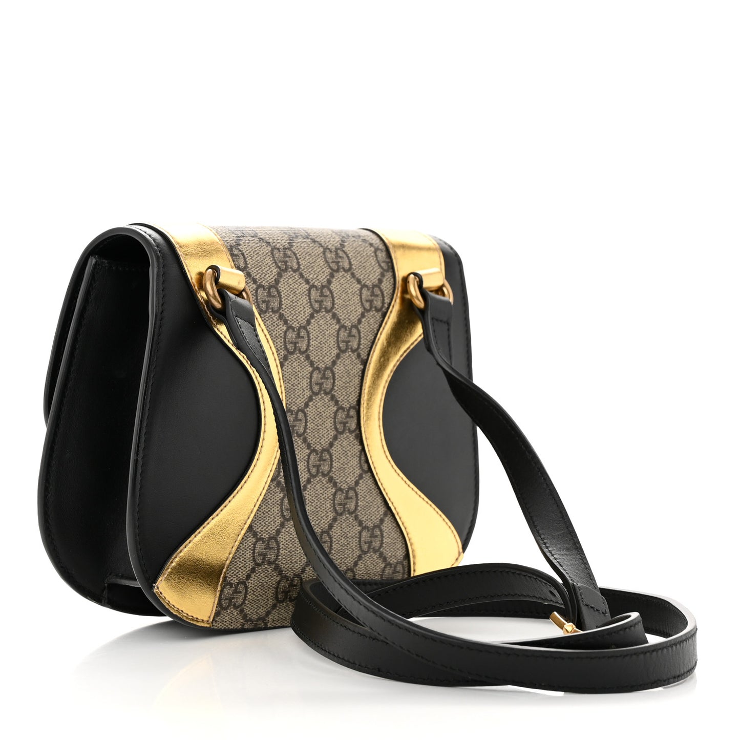 GG Supreme Monogram Small Osiride Shoulder Bag Black Gold