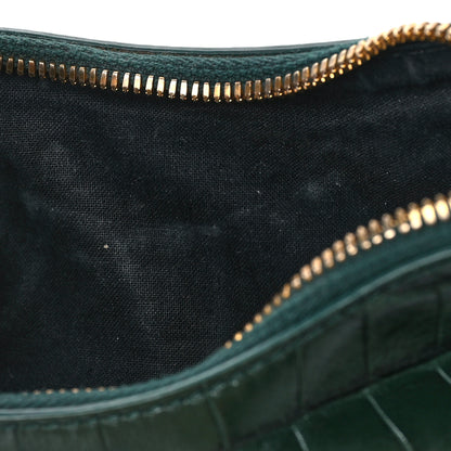 Balenciaga Extra Supple Calfskin Crocodile Embossed Le Cagole Shoulder Bag XS Forest Green 10 of 12