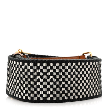 Fendi Ribbon Vitello King Logo Embossed Gingham Woven Adjustable Strap You Panna Black Cuoio 2 of 9