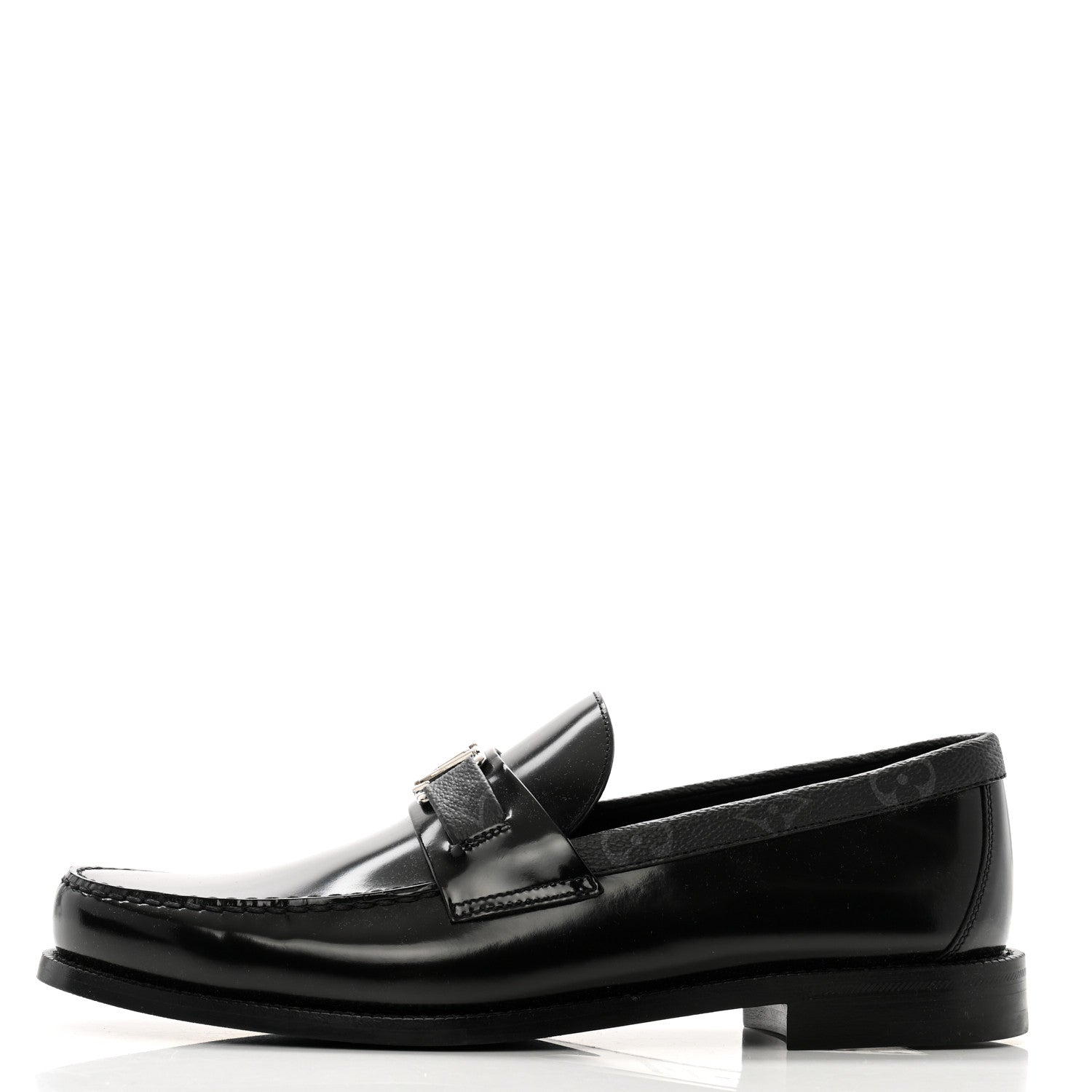 Louis Vuitton Calfskin Monogram Eclipse Mens Major Loafers 8 Black 1 of 9