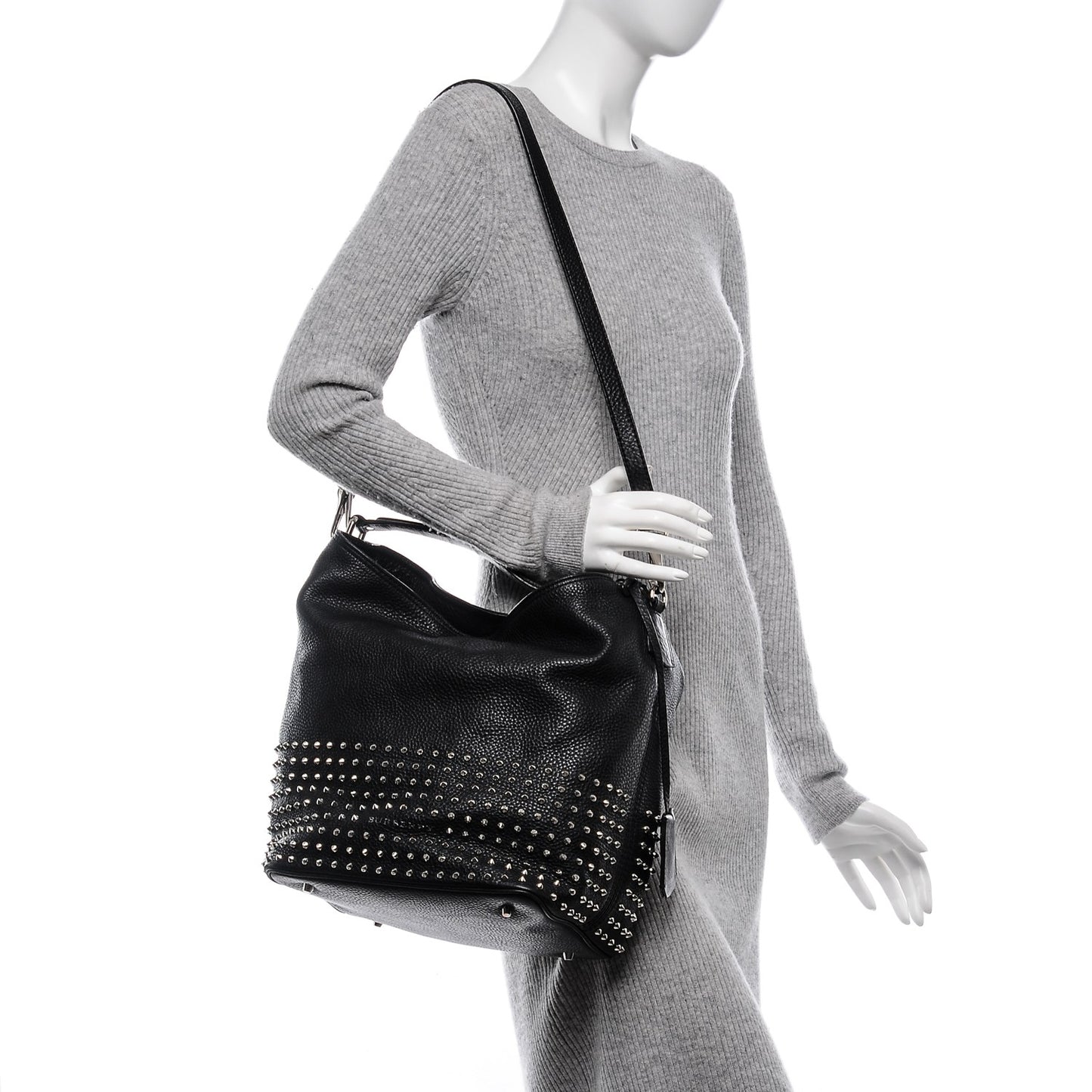 Calfskin Studded Medium Susanna Hobo Black