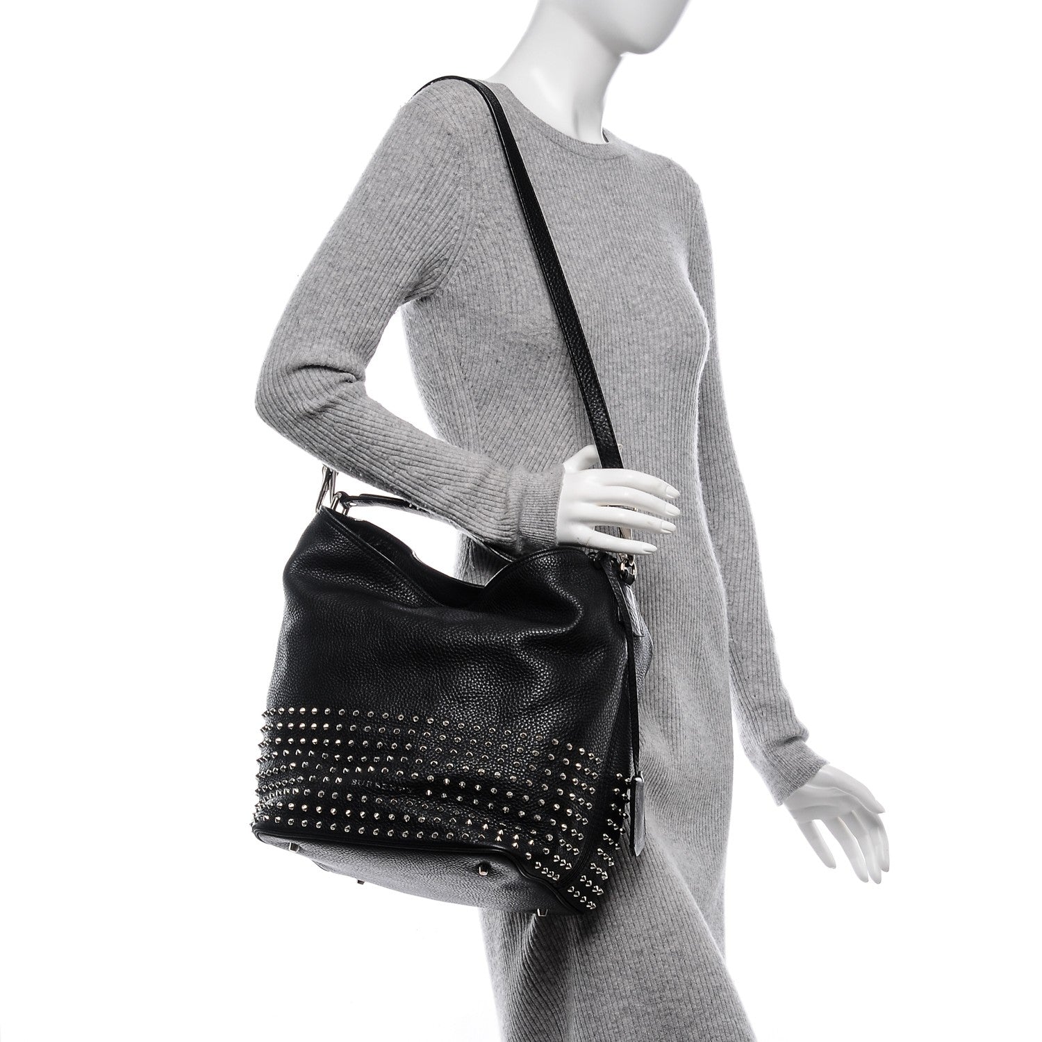 Burberry Calfskin Studded Medium Susanna Hobo Black 2 of 9