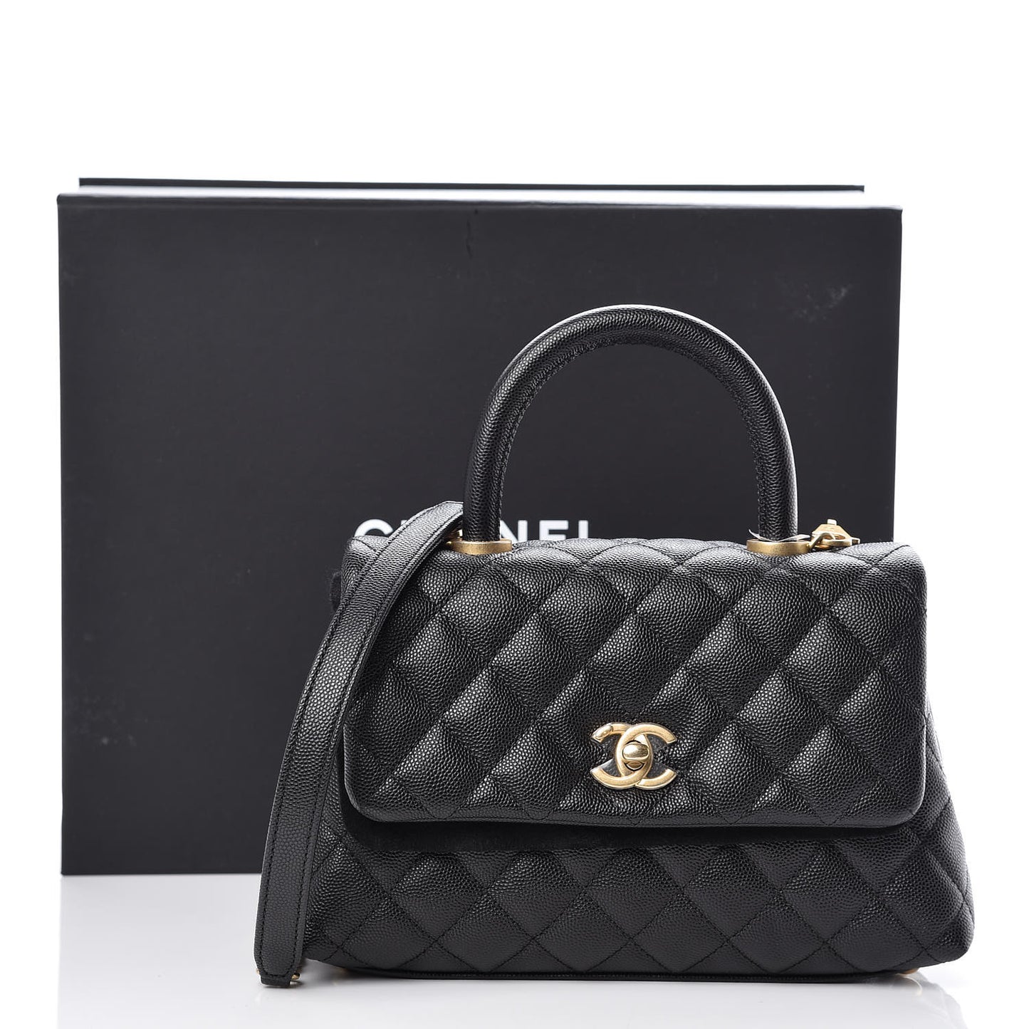 Caviar Quilted Mini Coco Handle Flap Black