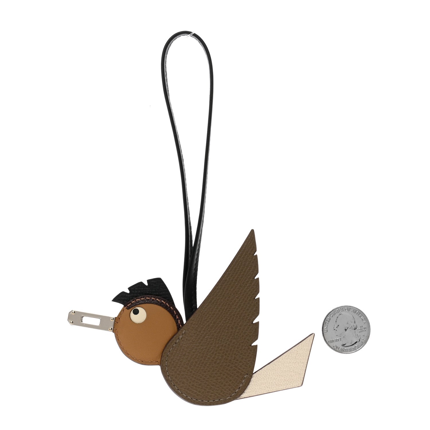 Hermes Epsom Swift Chevre Mysore Birdy Bag Charm Etoupe Nata Biscuit Rouge Sellier Black 2 of 5