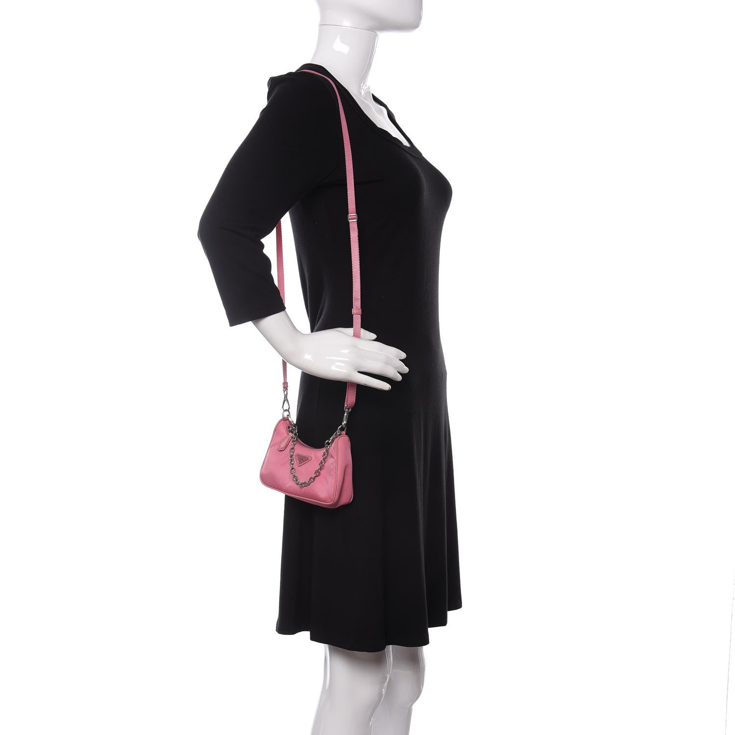 Prada Tessuto Nylon Saffiano Mini Re-Edition 2000 Shoulder Bag Begonia 2 of 9
