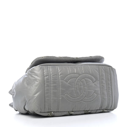 Chanel Nylon Quilted Tweed Stitch Bubble Flap Grey 3 of 5