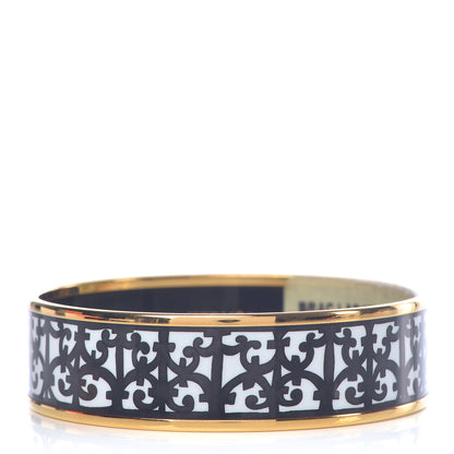 Hermes Enamel Printed Wide Balcons du Guadalquivir Bracelet 65 Black 1 of 7