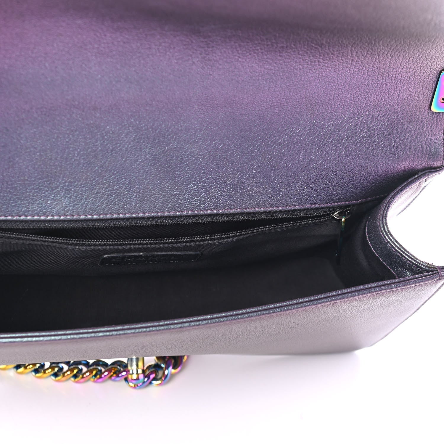 Chanel Iridescent Goatskin Quilted New Medium Boy Flap Purple 4 of 4