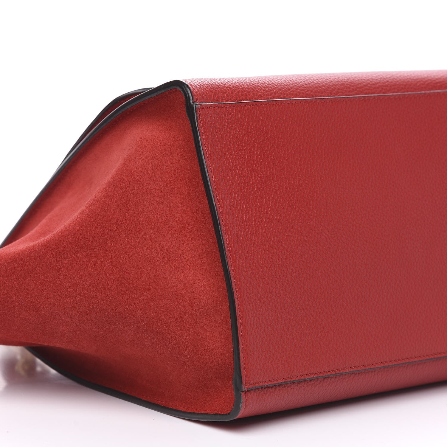 Celine Drummed Calfskin Suede Medium Trapeze Vermillion 8 of 9