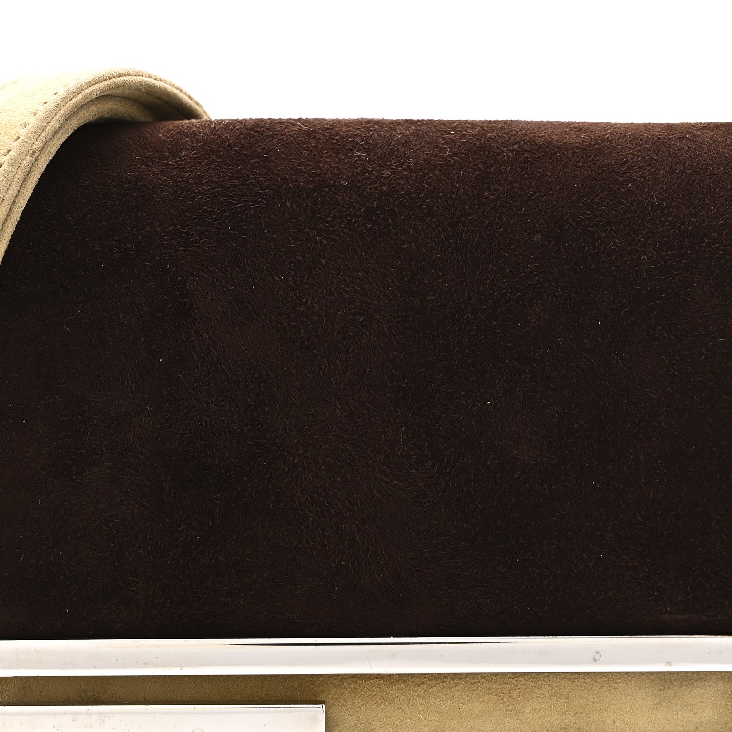 Fendi Suede Bicolor Mini Front Buckle Crossbody Bag Brown 7 of 9