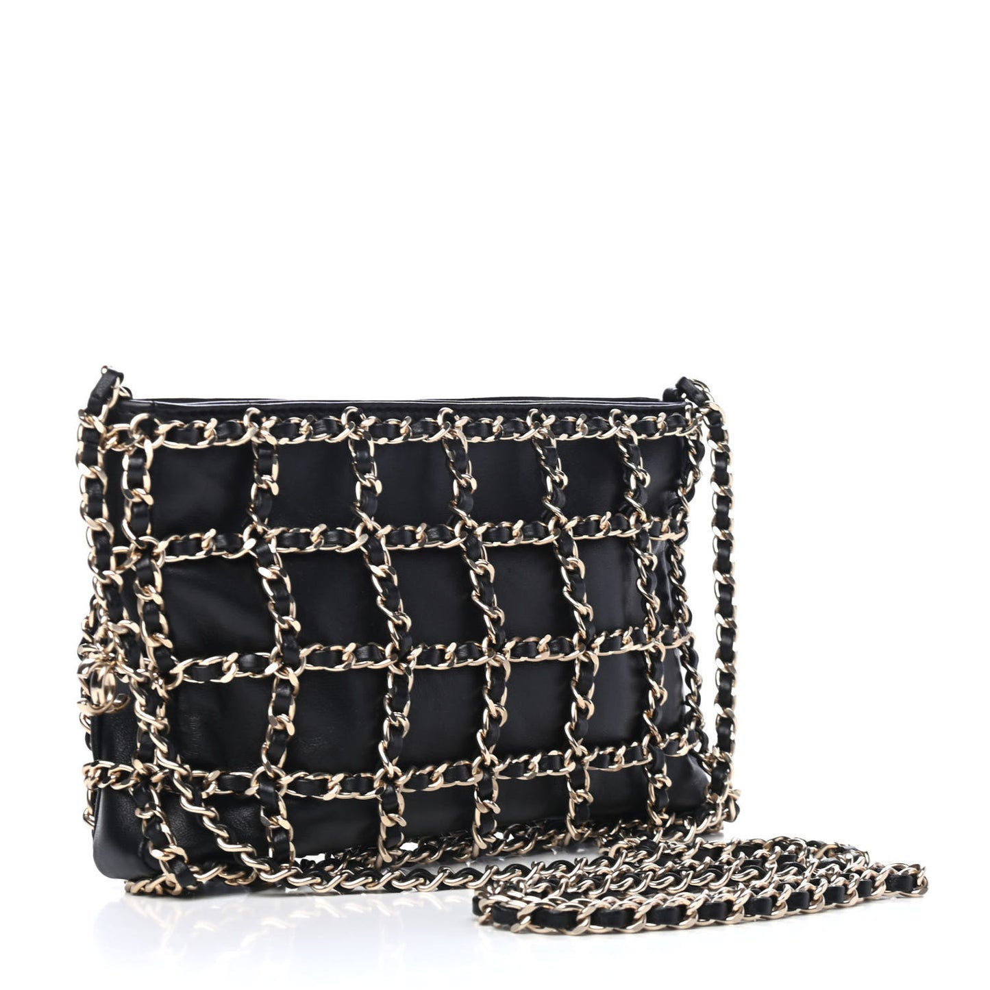 Lambskin Chain Crossbody Black