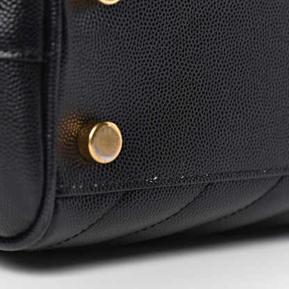 Saint Laurent Grain De Poudre Matelasse Chevron Monogram Shopping Bag Black 9 of 12