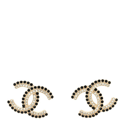 Chanel Crystal CC Earrings Black Gold 1 of 4