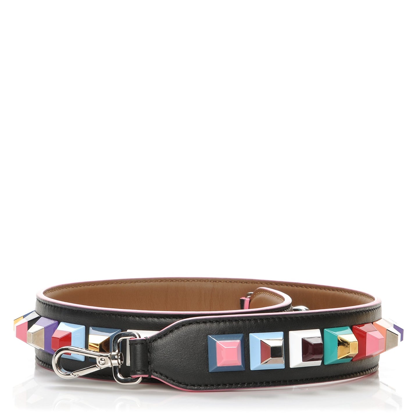 Vitello Dolce Plexiglass Bi-Color Studded Strap You Black Brownie Multicolor