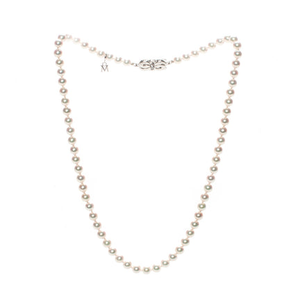 Mikimoto 18K White Gold Diamond Pearl 5mm Strand Necklace 16 2 of 6