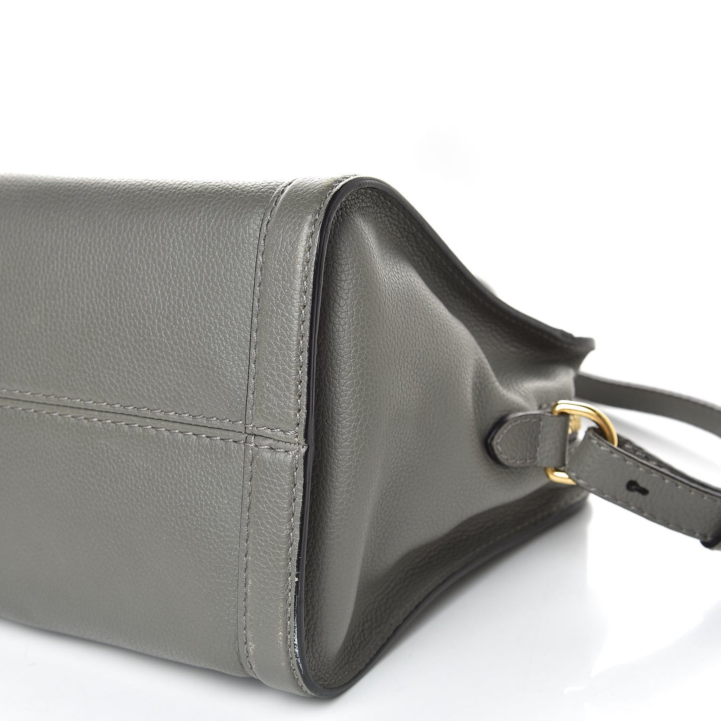 Pebbled Calfskin Small Skull Padlock Zip Around Tote Dark Grey