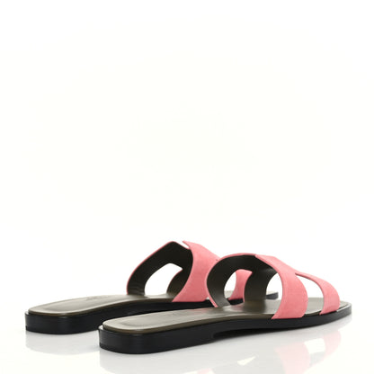 Hermes Suede Goatskin Oran Sandals 37 Rose Du Desert 4 of 9