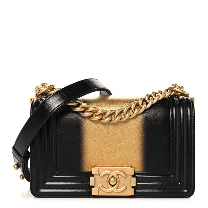 Chanel Metallic Glazed Calfskin Small Boy Flap Black Gold 1 of 10