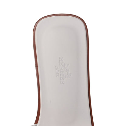 Hermes Box Calfskin Oran Sandals 39 White 8 of 9