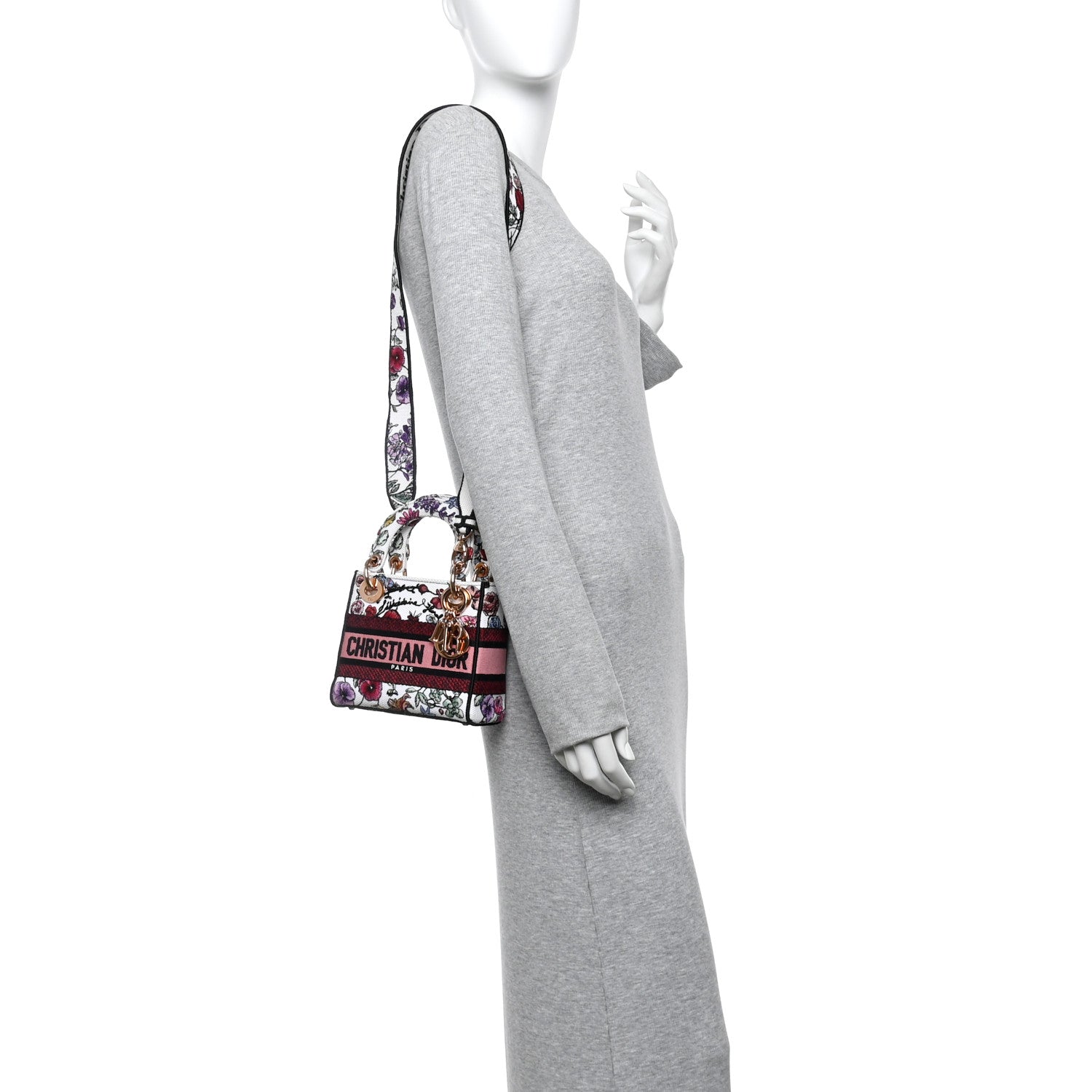 Christian Dior Canvas Florilegio Embroidered Mini Lady D-Lite White Multicolor 2 of 10