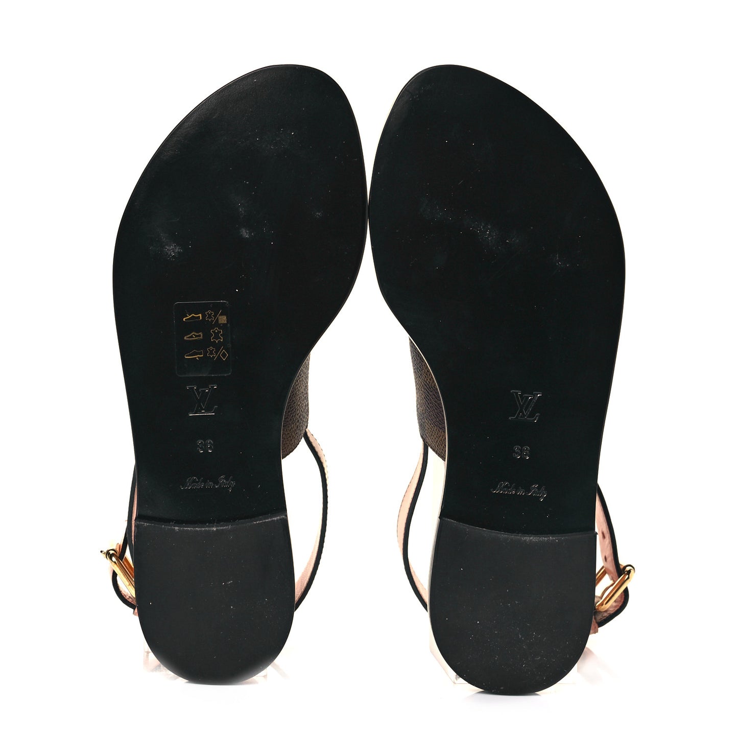 Calfskin Damier Ebene Passenger Flat Sandals 38 Venus Pink