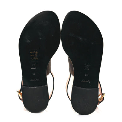 Louis Vuitton Calfskin Damier Ebene Passenger Flat Sandals 38 Venus Pink 5 of 8
