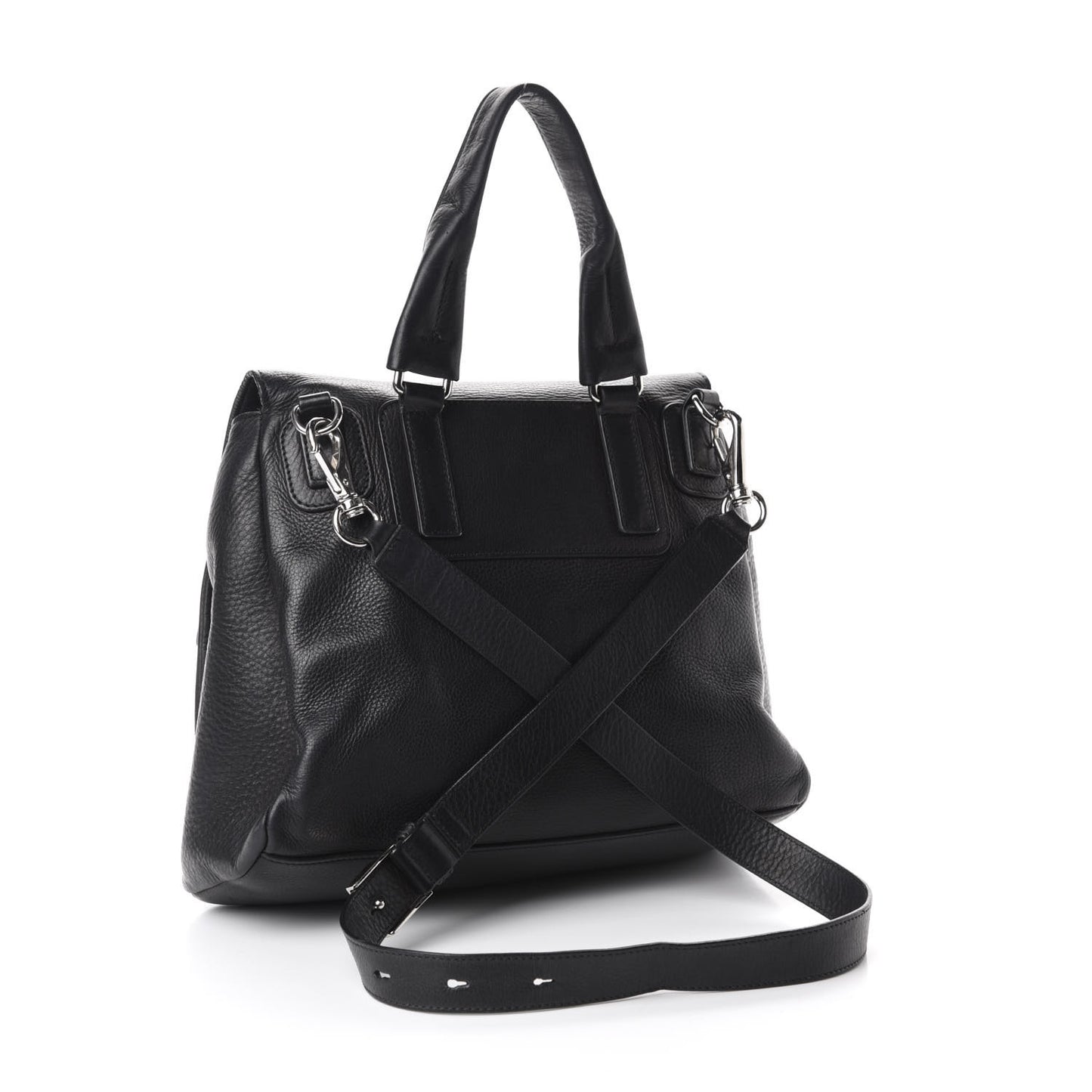 Pebbled Calfskin Small Pandora Pure Flap Bag Black
