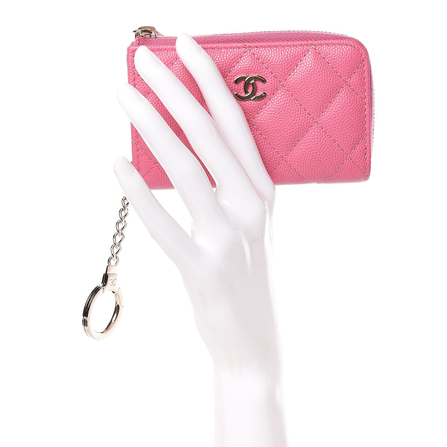 Caviar Quilted Key Holder Case Pink