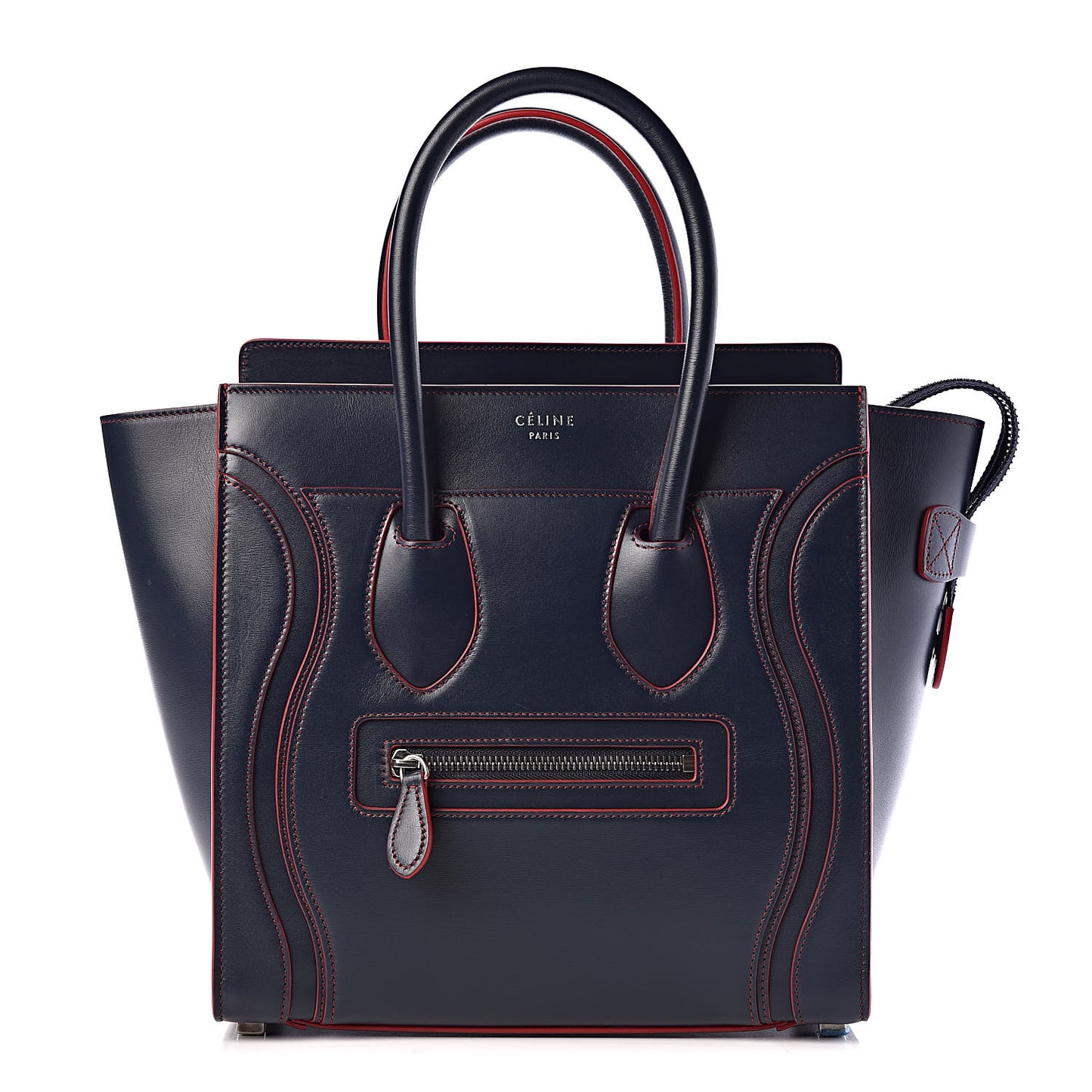 Satin Debossed Calfskin Micro Luggage Navy Blue