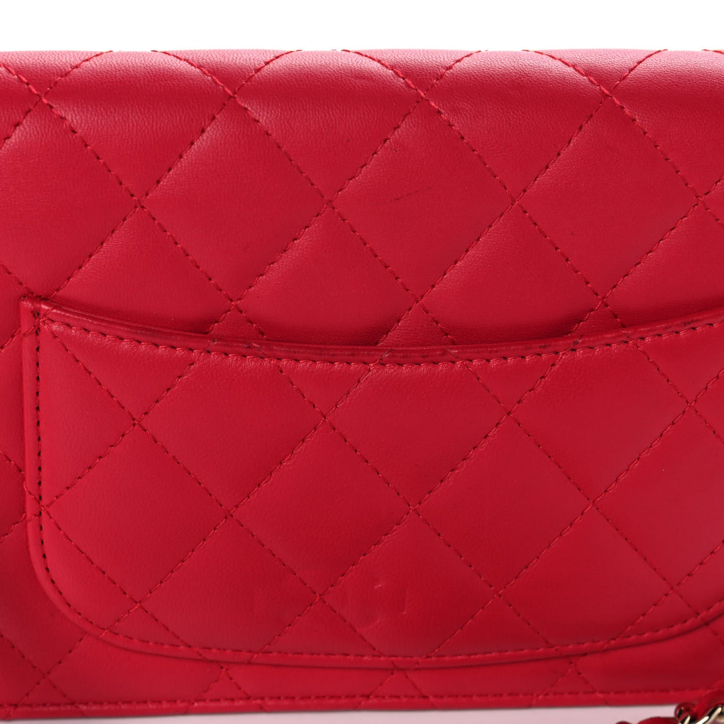 Lambskin Quilted Wallet On Chain WOC Light Red