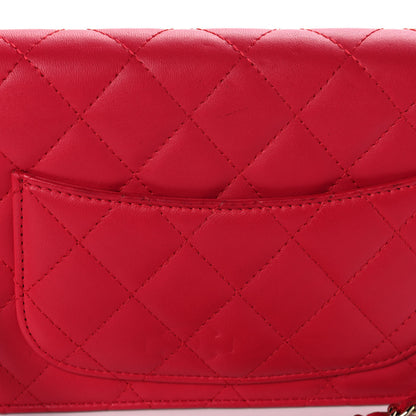 Chanel Lambskin Quilted Wallet On Chain WOC Light Red 15 of 15