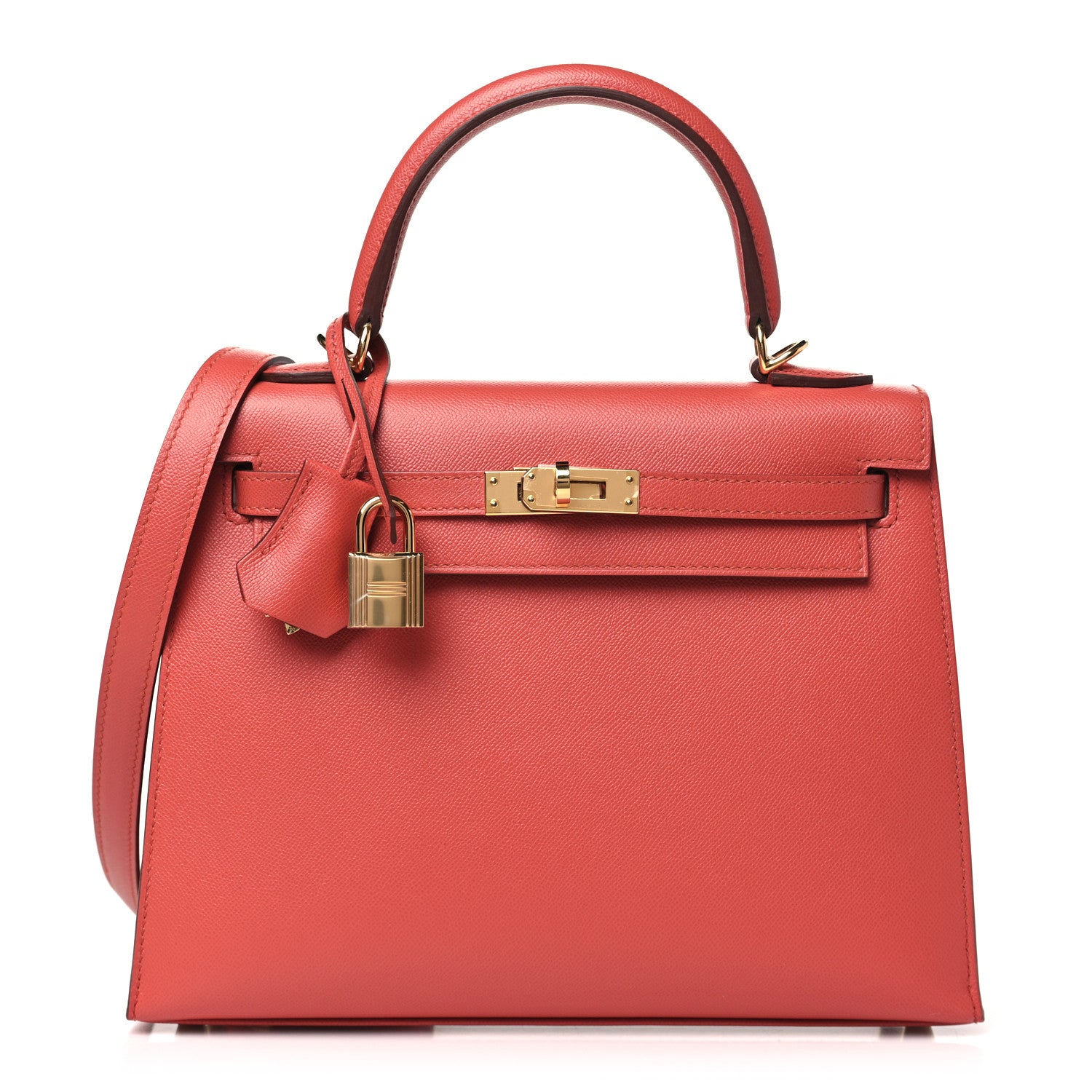 Hermes Madame Calfskin Kelly Sellier 25 Capucine Sanguine 1 of 10