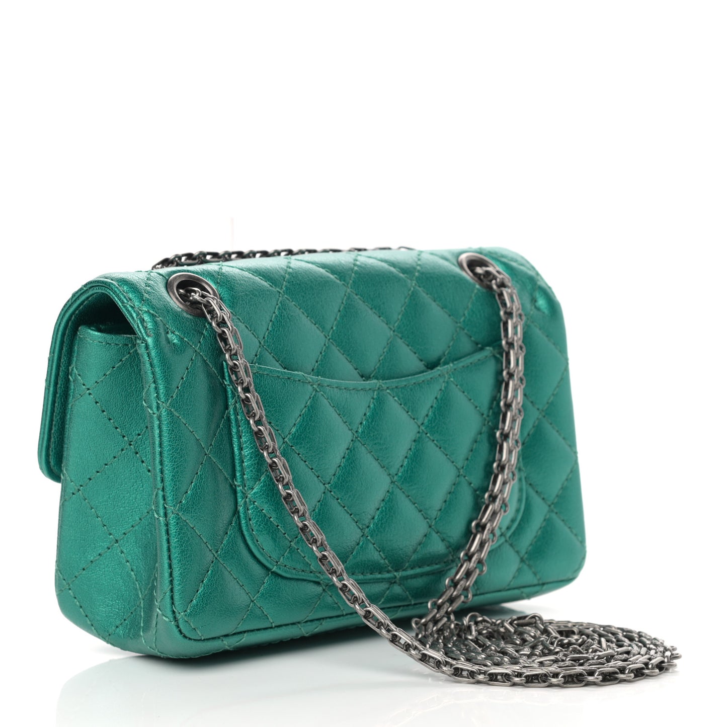 Metallic Sheepskin Quilted 2.55 Reissue Mini Flap Green