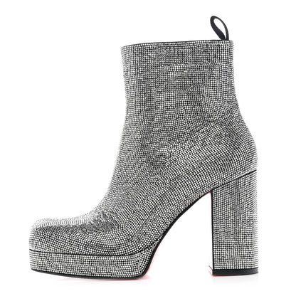 Christian Louboutin Suede Strauss Stage 110 Platform Boots 41 Black Crystal 1 of 8