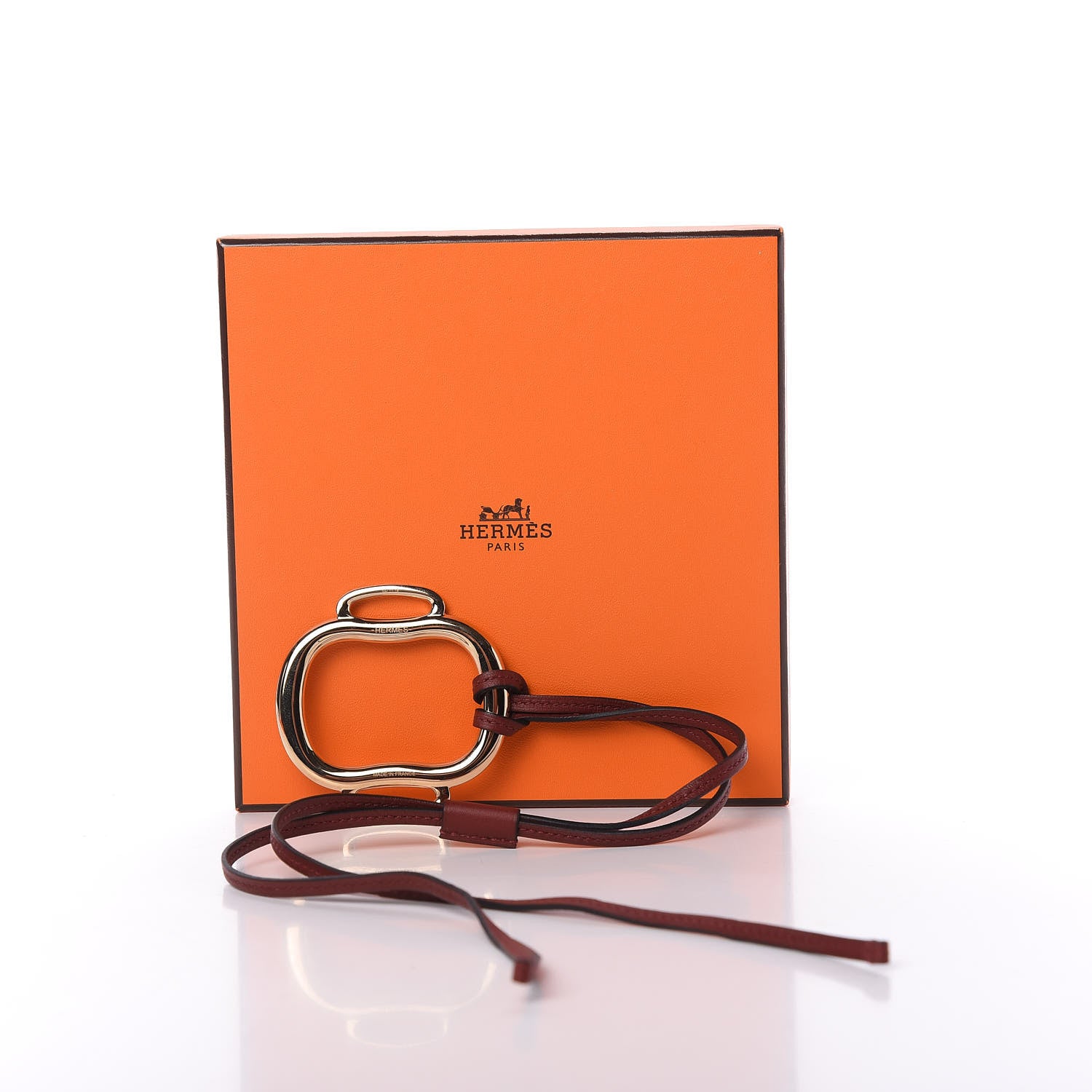 Hermes Permabrass Bouclerie Pendant Necklace Rose Gold Rouge H 6 of 6