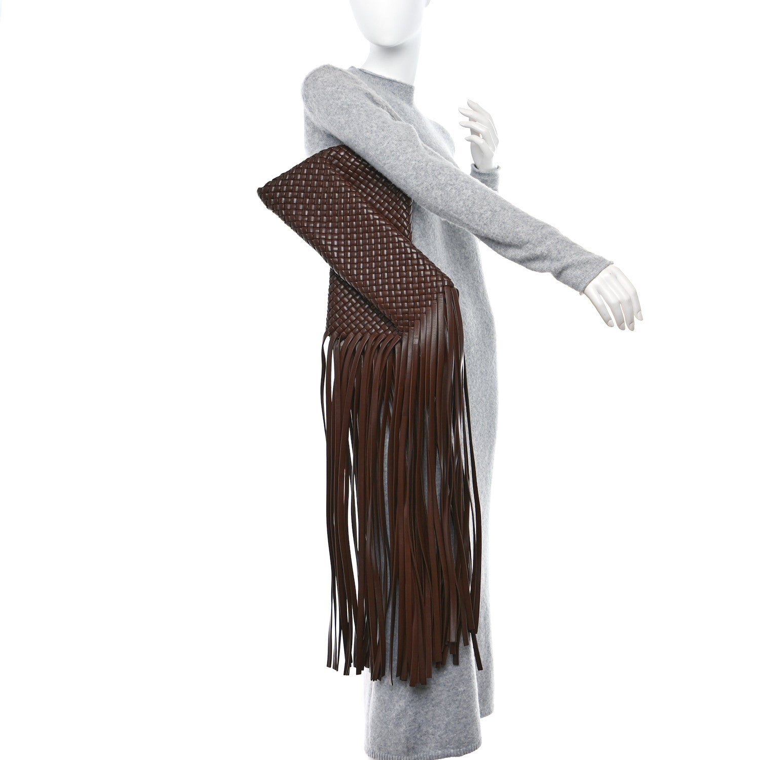 Bottega Veneta Nappa Intrecciato The Fringe Crisscross Bag Ebano 2 of 8