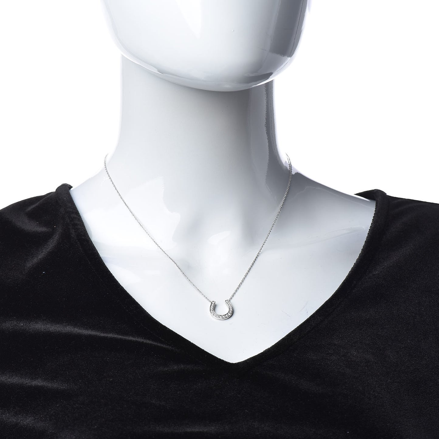 Platinum Diamond Horseshoe Pendant Necklace