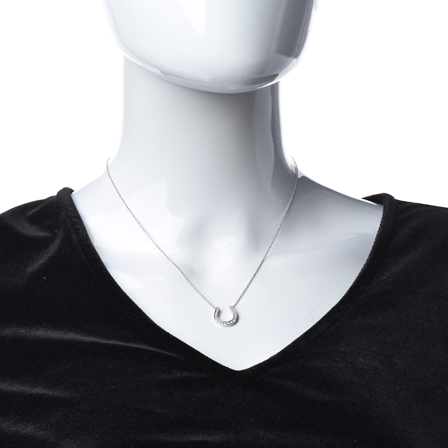 Tiffany Platinum Diamond Horseshoe Pendant Necklace 2 of 7