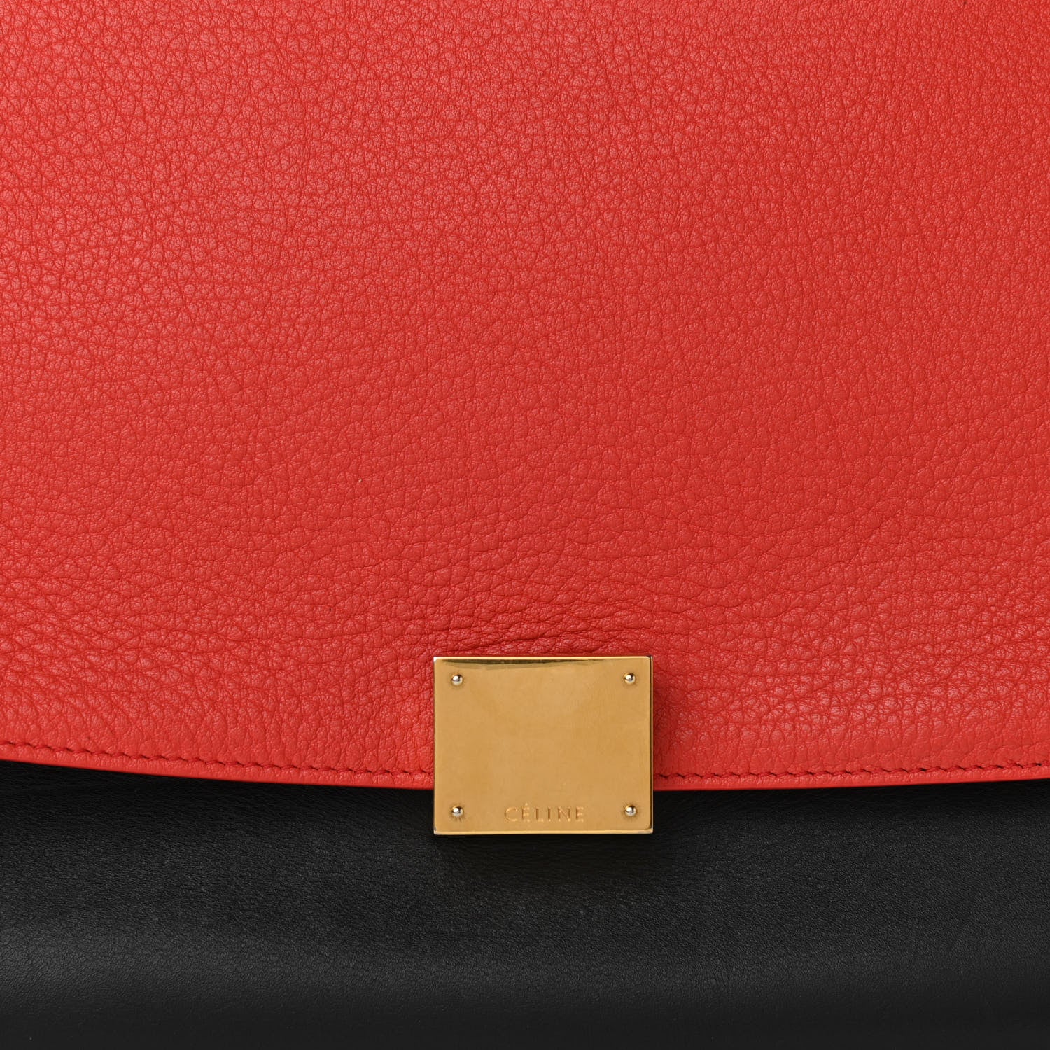 Celine Textured Calfskin Suede Small Tri-Color Trapeze Vermillion 7 of 10