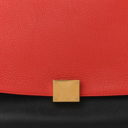 Celine Textured Calfskin Suede Small Tri-Color Trapeze Vermillion 7 of 10