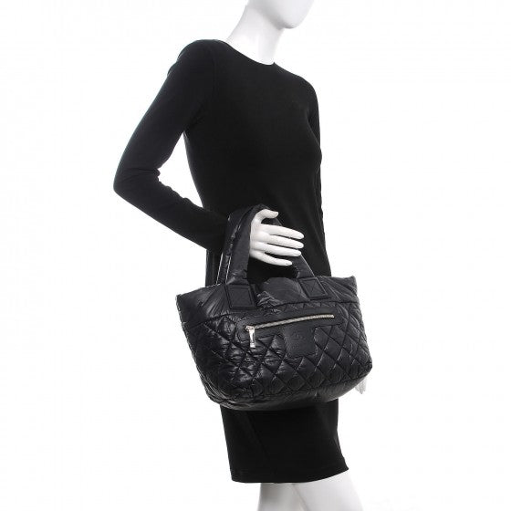 Chanel Nylon Quilted Coco Cocoon Medium Reversible Tote Black Red 3 of 20