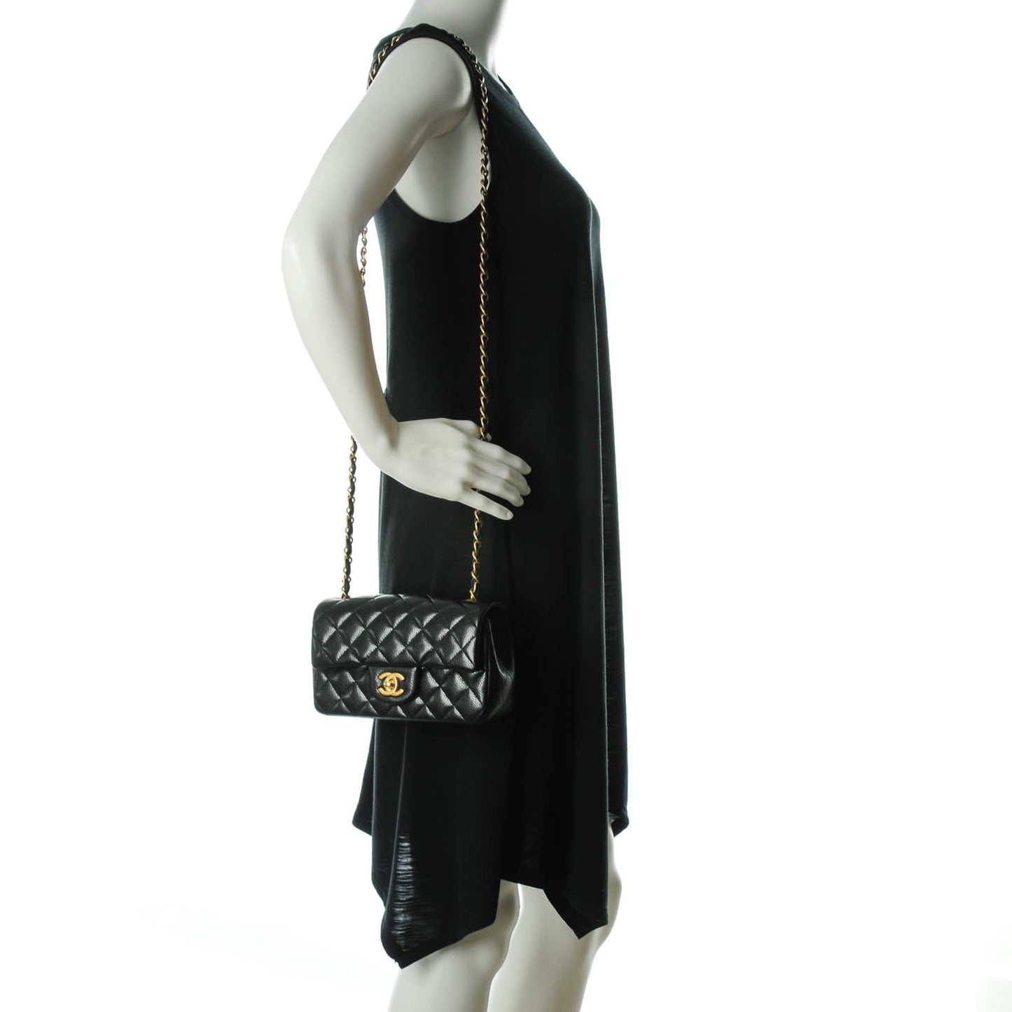 Caviar Quilted Mini Rectangular Flap Black