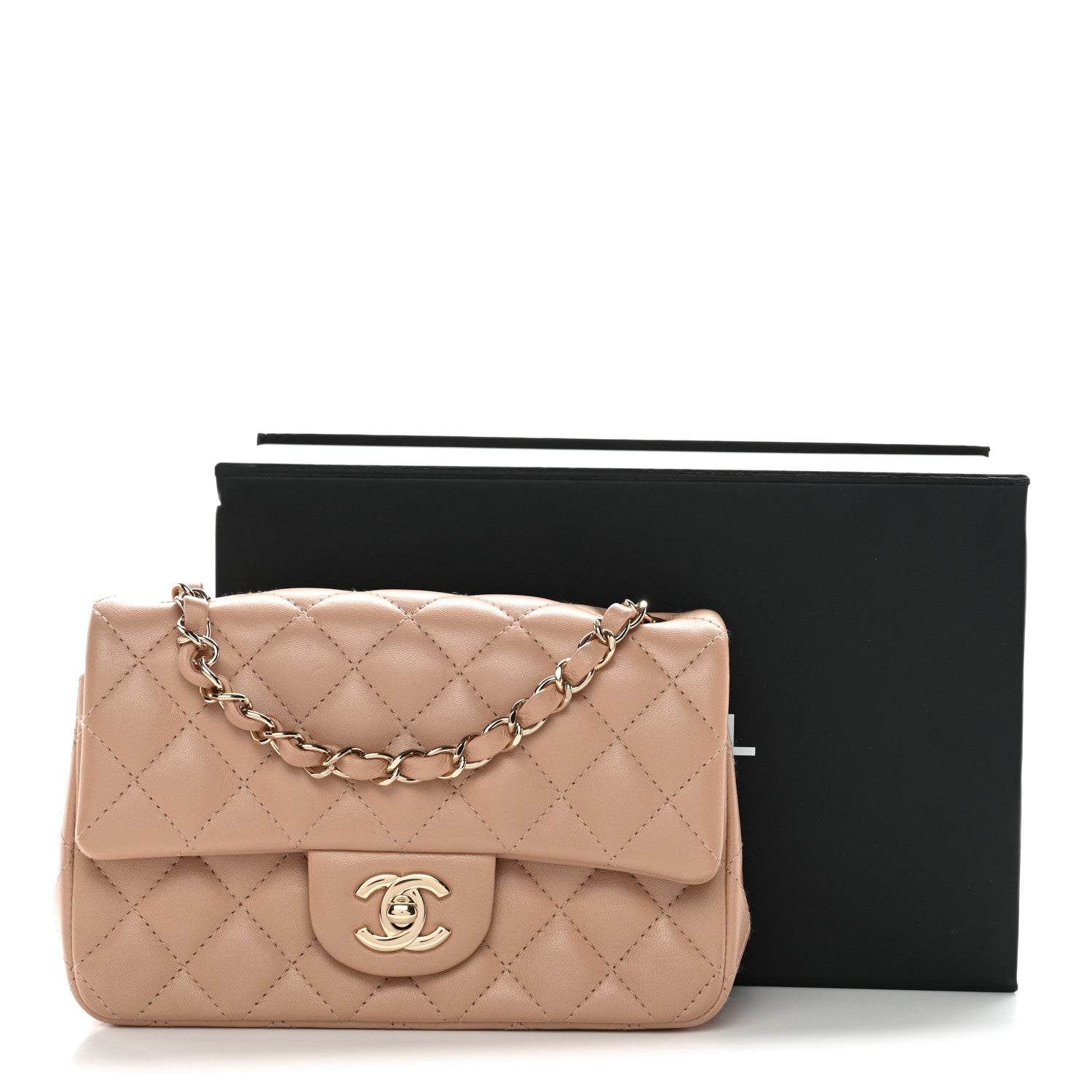 Chanel Lambskin Quilted Mini Rectangular Flap Beige 11 of 11