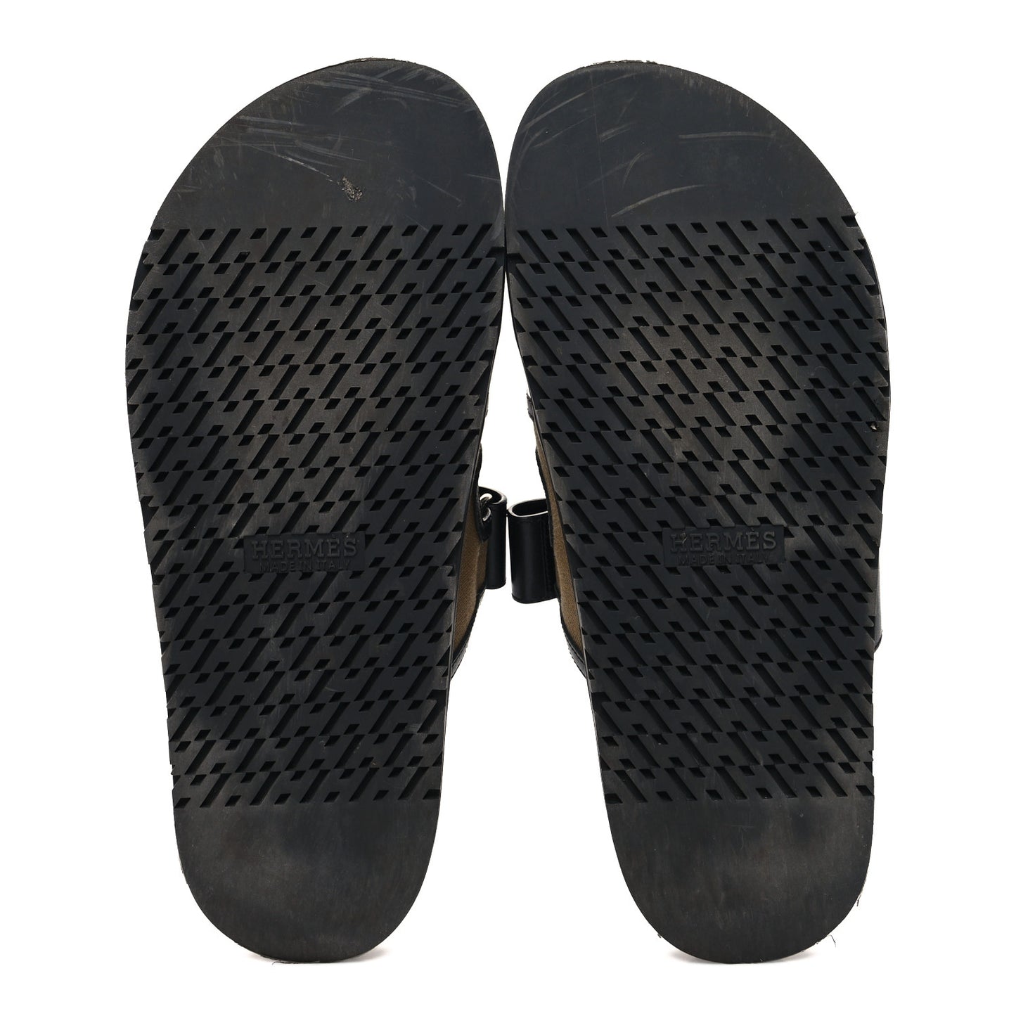 Canvas Calfskin Mens Chypre Sandals 42 Kaki Black