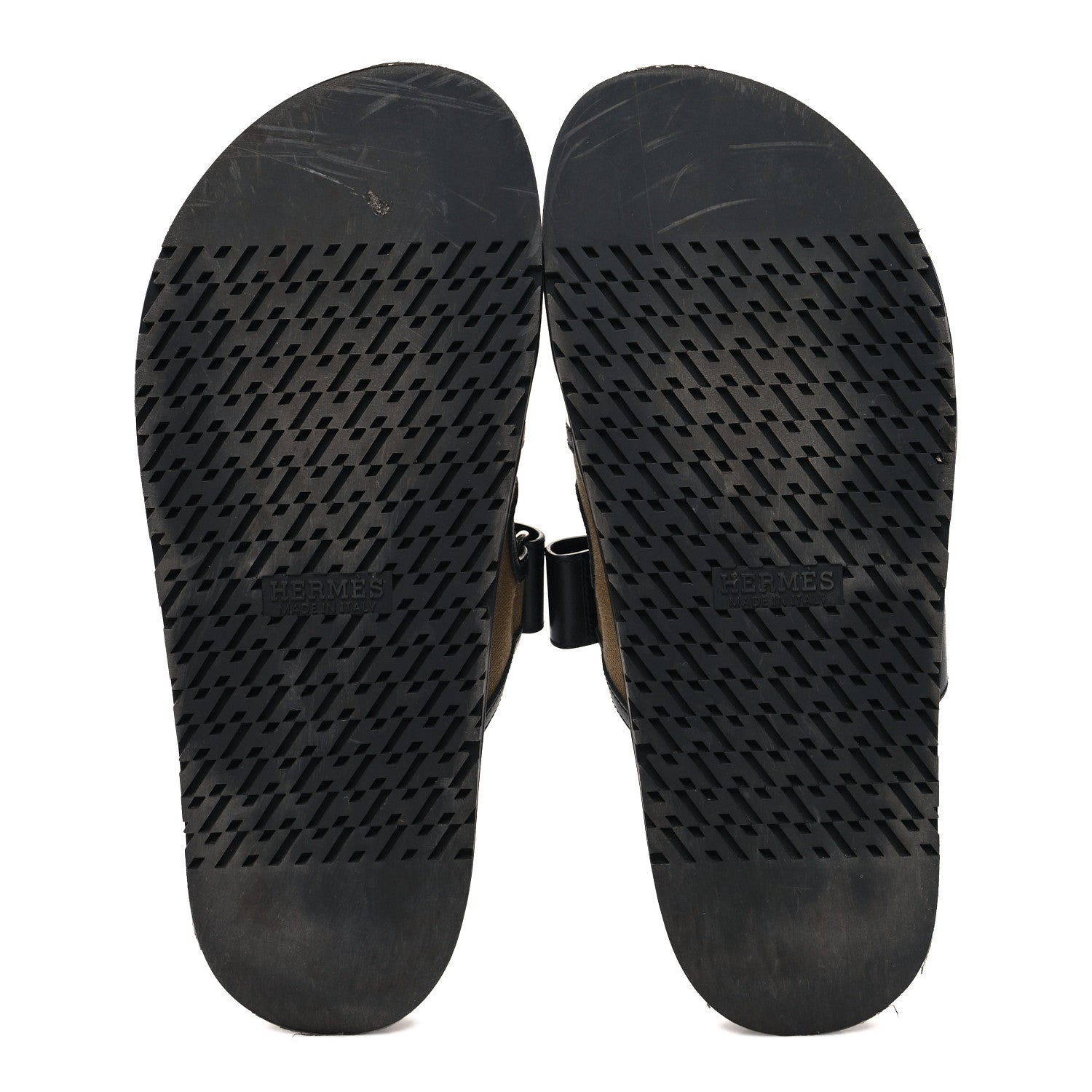 Hermes Canvas Calfskin Mens Chypre Sandals 42 Kaki Black 5 of 9