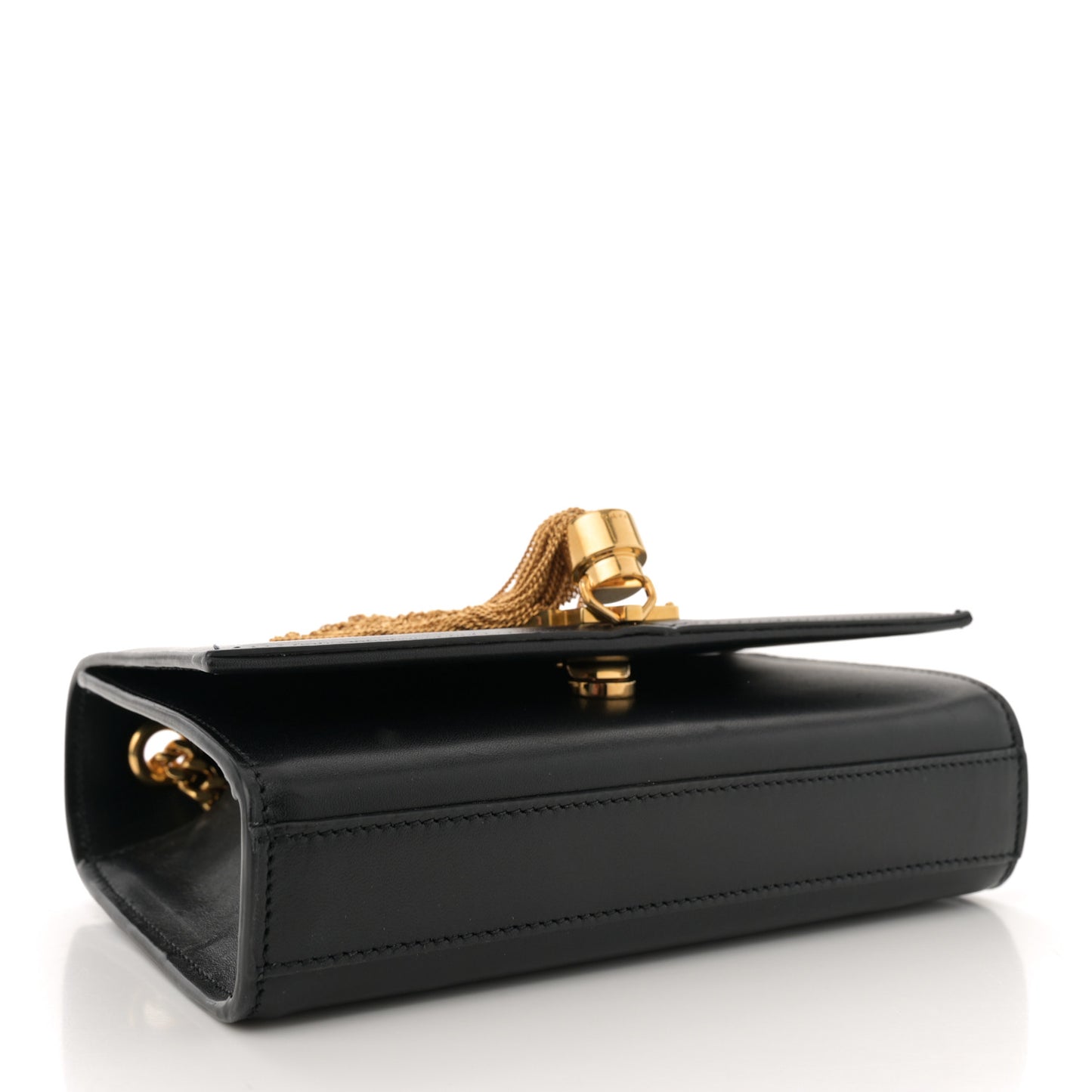 Calfskin Small Classic Monogram Kate Tassel Satchel Black