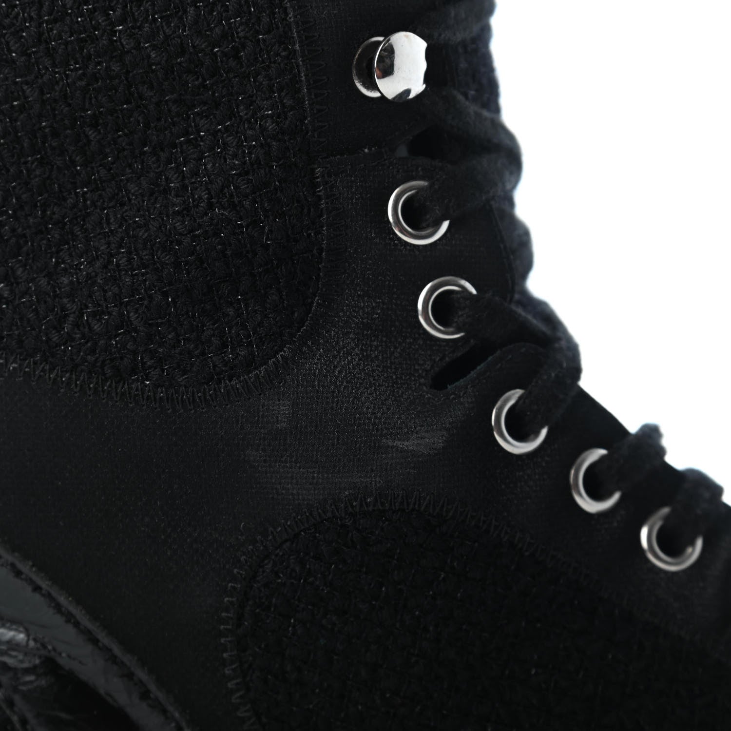 Chanel Tweed Patent Calfskin Sneaker High Boots 38 Black 18 of 20