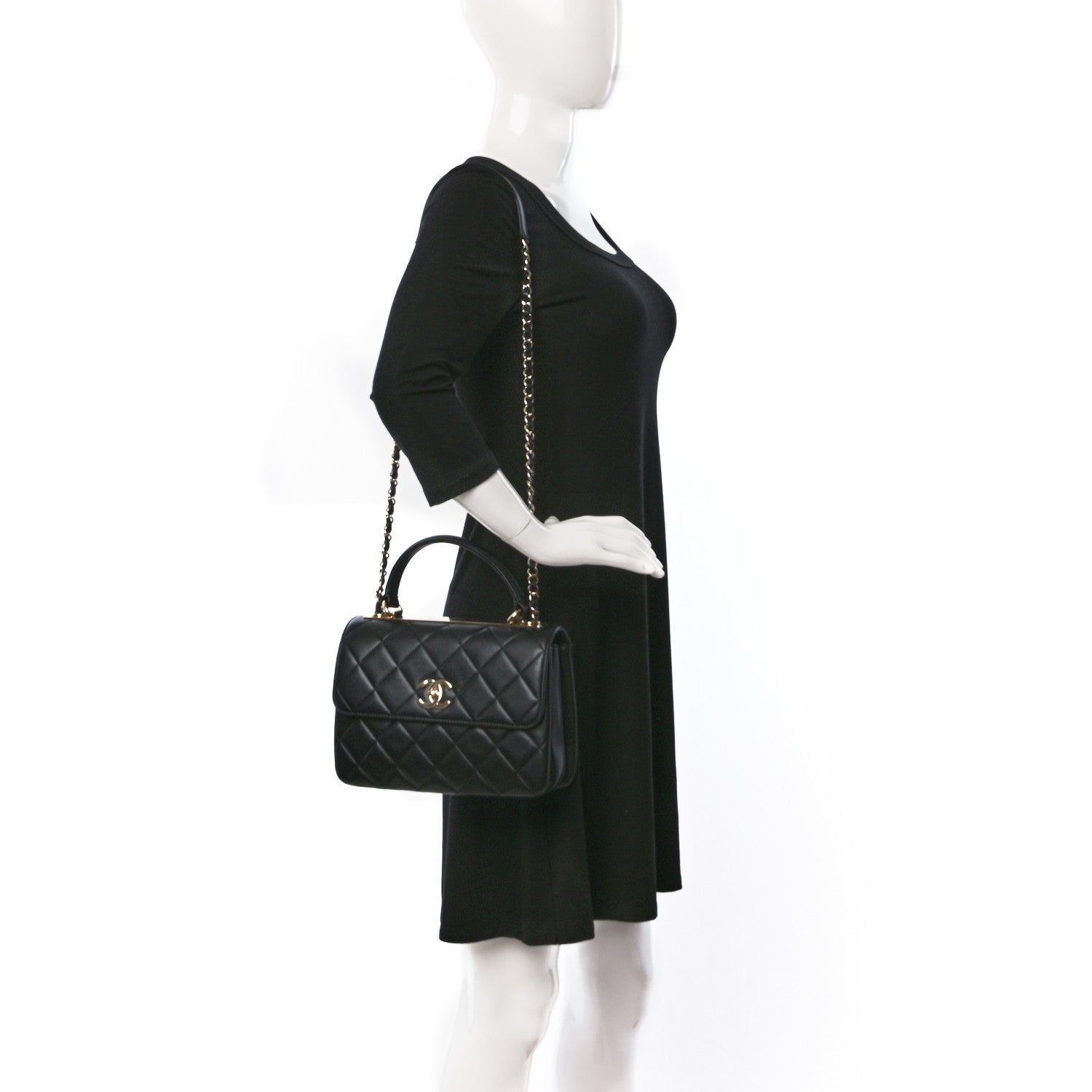 Chanel Lambskin Quilted Small Trendy CC Dual Handle Flap Bag Black 2 of 10